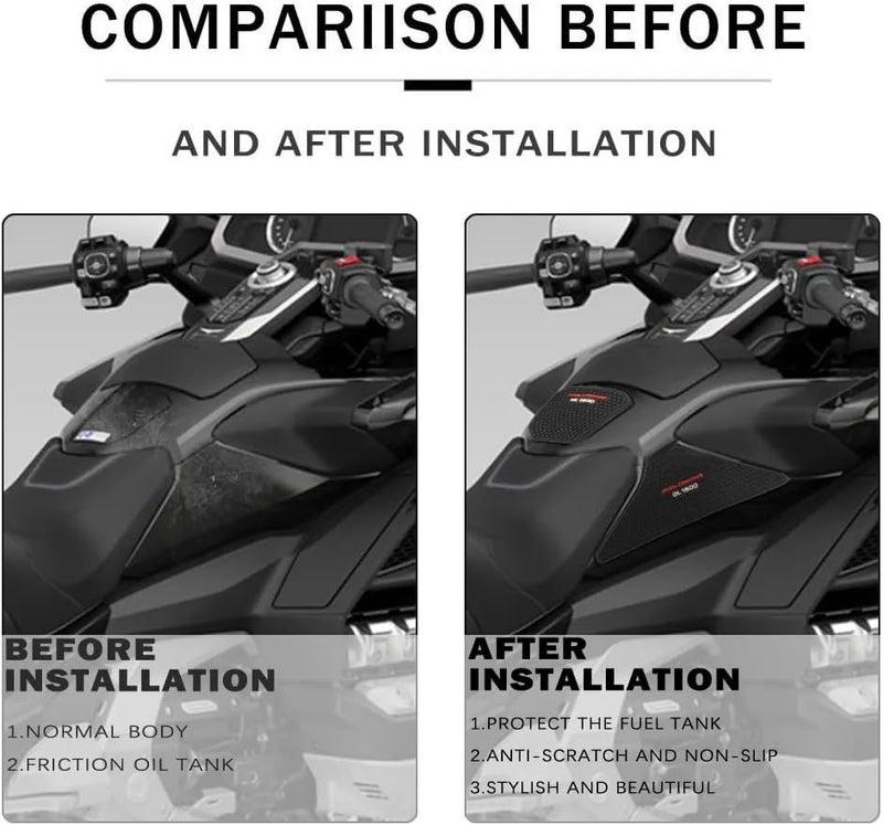 KATIE DEVI for Honda Goldwing 1800 Motorcycle Side Fuel Tank pad Tank Pads Protector Stickers Decal Gas Knee Grip Traction Pad Side Sticker for Gold Wing 1800 GL1800 gl 1800 2018-2023 - Image 2
